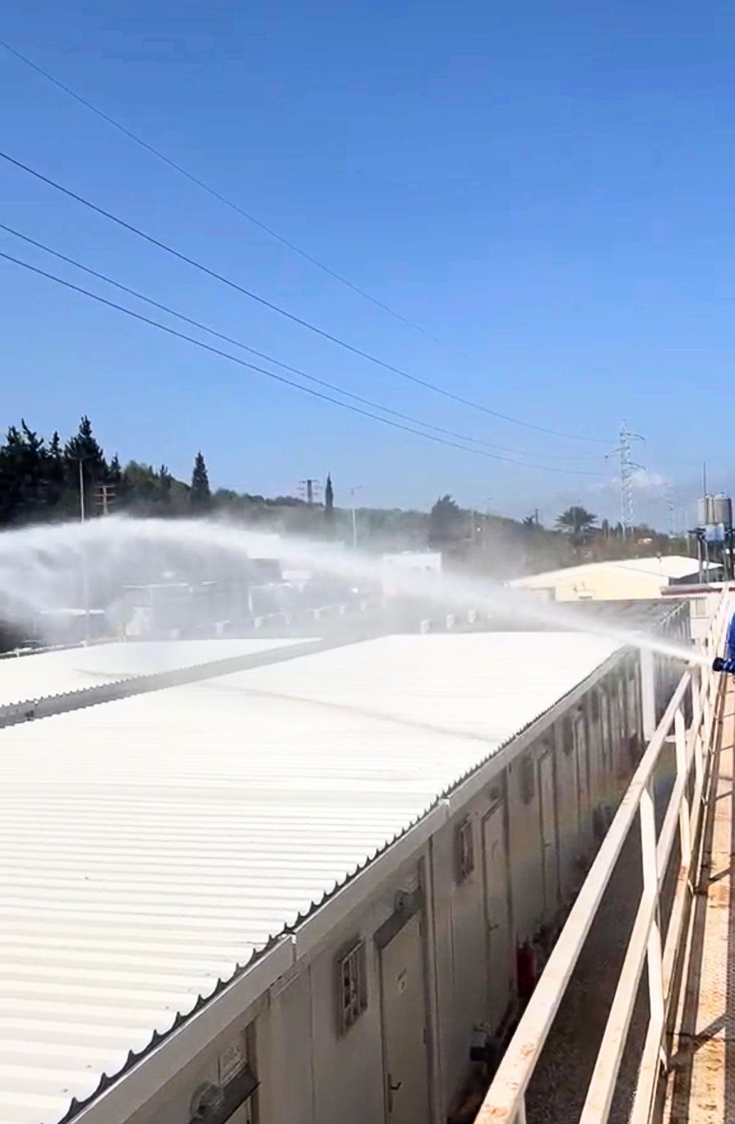 Prefabricated unit under heavy water exposure testing